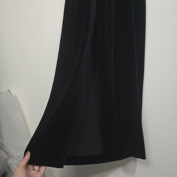 Adrianna Papell Occasions Black Velvet Beaded Evening Gown Matching Jacket Vinta - Picture 10 of 17